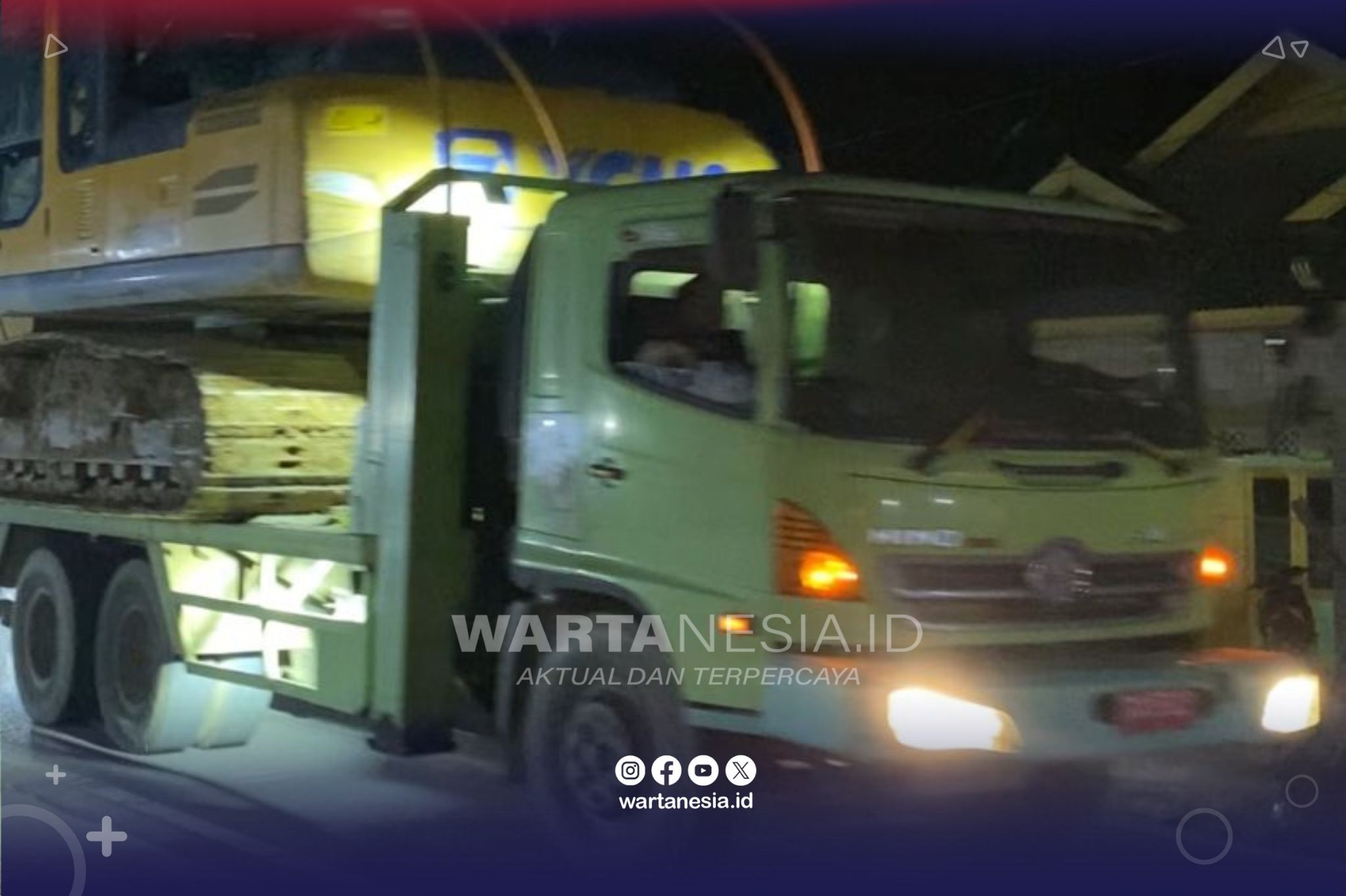 1 dari 3 unit alat berat Excavator yang berhasil dibawa Polres Pohuwato, pada hari kedua operasi PETI di Kecamatan Dengilo, pada Sabtu (10/1/2025).