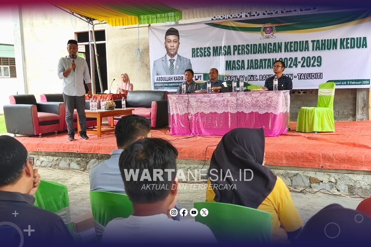 Abdullah Kadir Diko, S.Pt, saat menggelar reses masa persidangan kedua tahun kedua masa jabatan 2024–2029, di Kecamatan Randangan, Sabtu (8/2/2026).