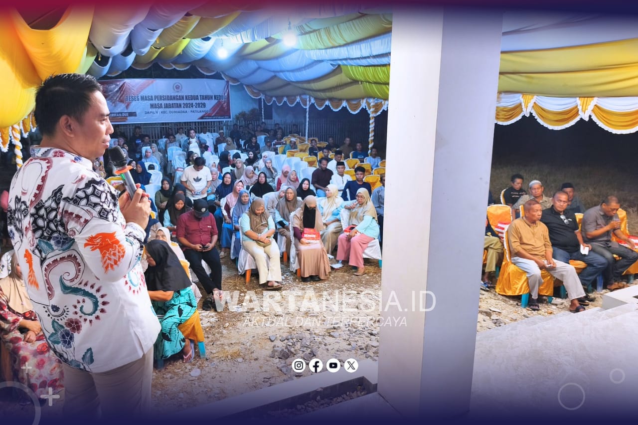 Anggota DPRD Pohuwato, Nirwan Due, saat memberikan sambutan pada kegiatan reses di Kecamatan Duhiadaa, Senin (9/2/2026).