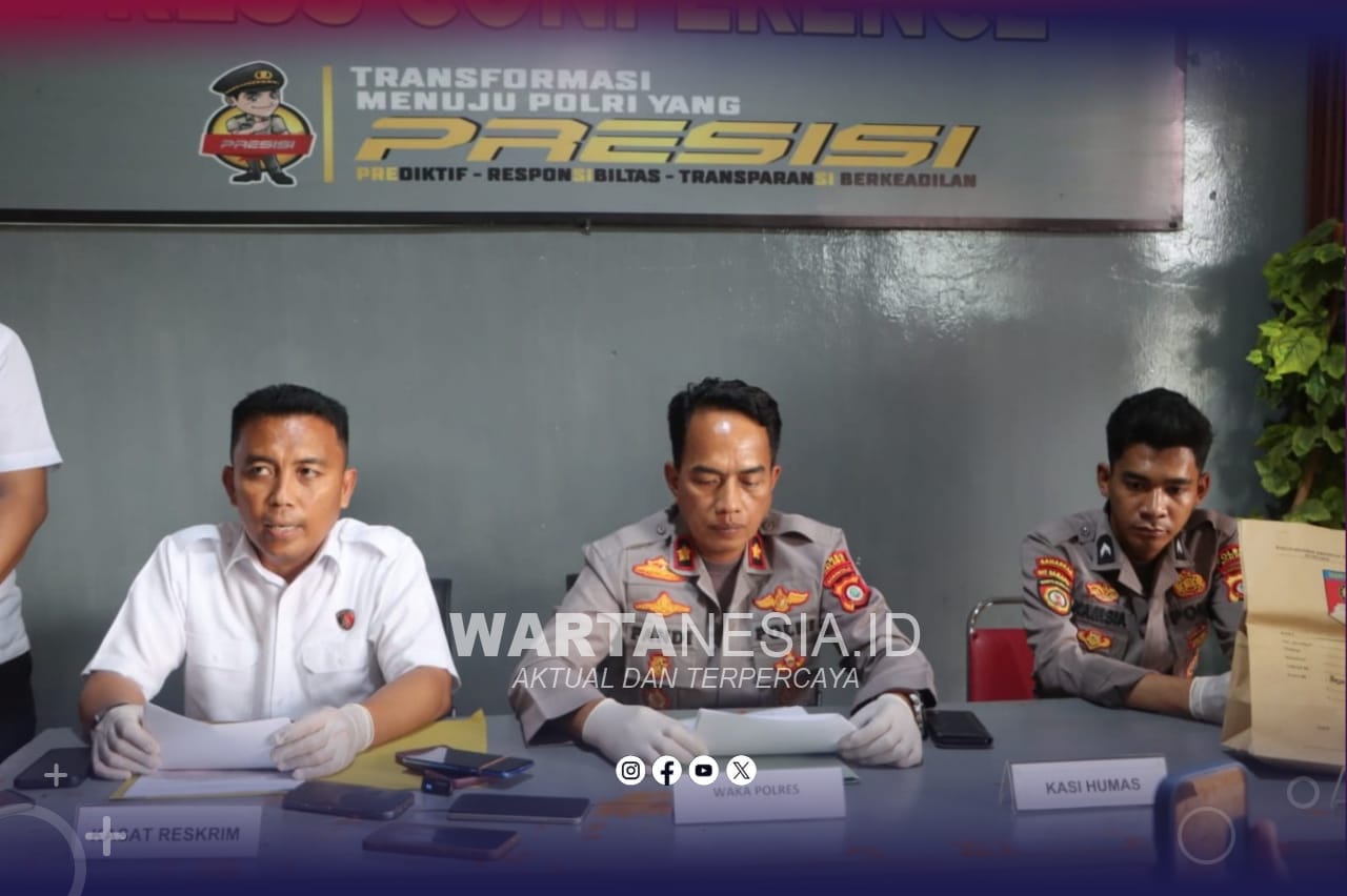Wakapolres Boalemo di dampingi Kasat Reskrim, IPTU Nurwahid Kiay Demak, dalam konferensi pers, Rabu (18/02/2026) (Istimewa)