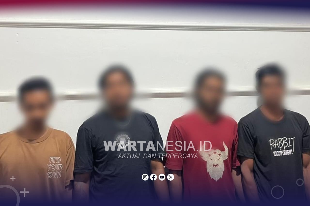 Empat tersangka saat di tahan Polres Pohuwato (Istimewa)