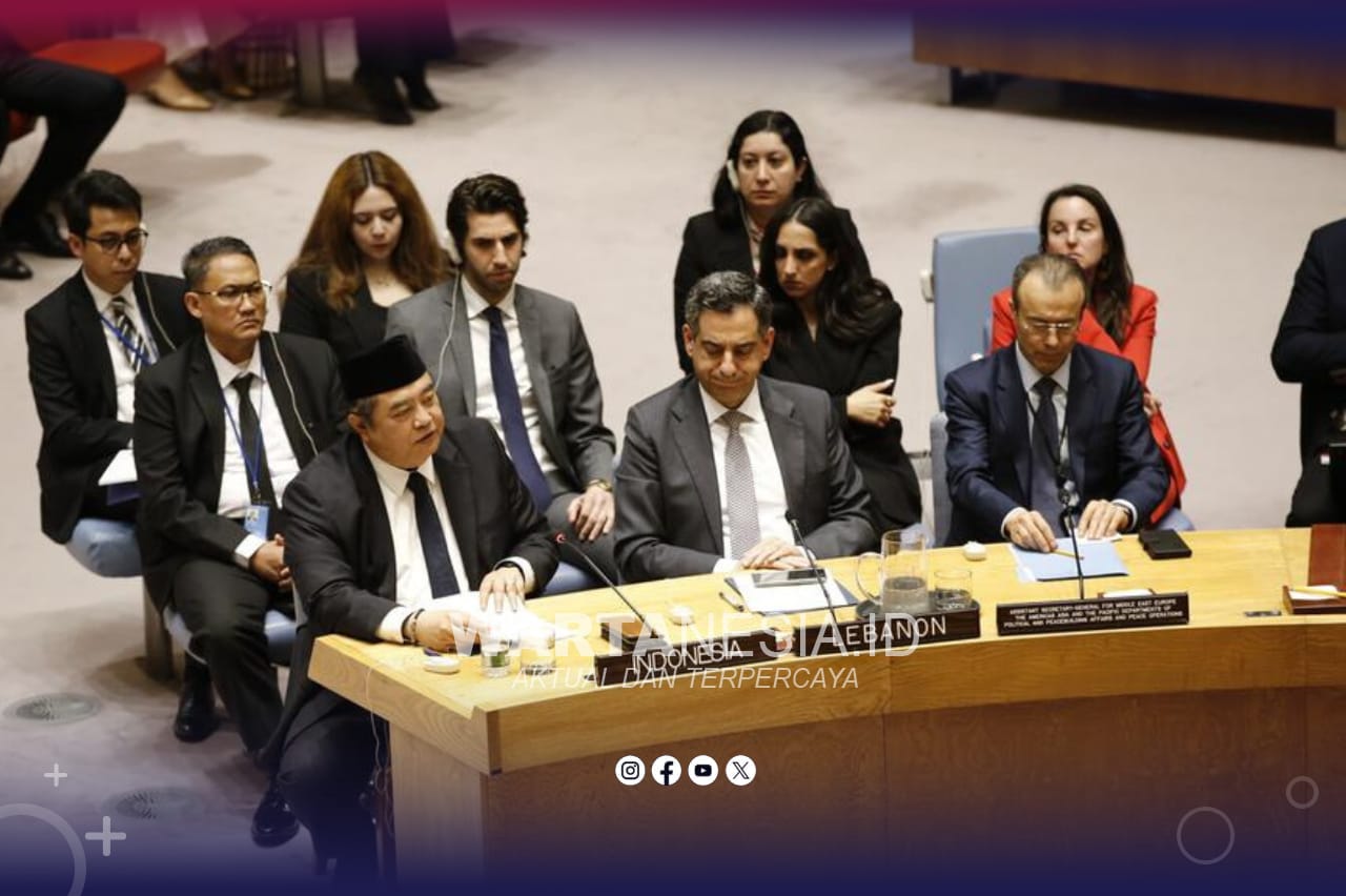 Wakil Tetap RI untuk PBB Duta Besar Umar Hadi dalam Sidang Darurat Dewan Keamanan PBB (DK PBB) mengenai situasi di Lebanon, pada Selasa (31/3/2026). (Dok. Perutusan Tetap RI untuk PBB/Liputan6)