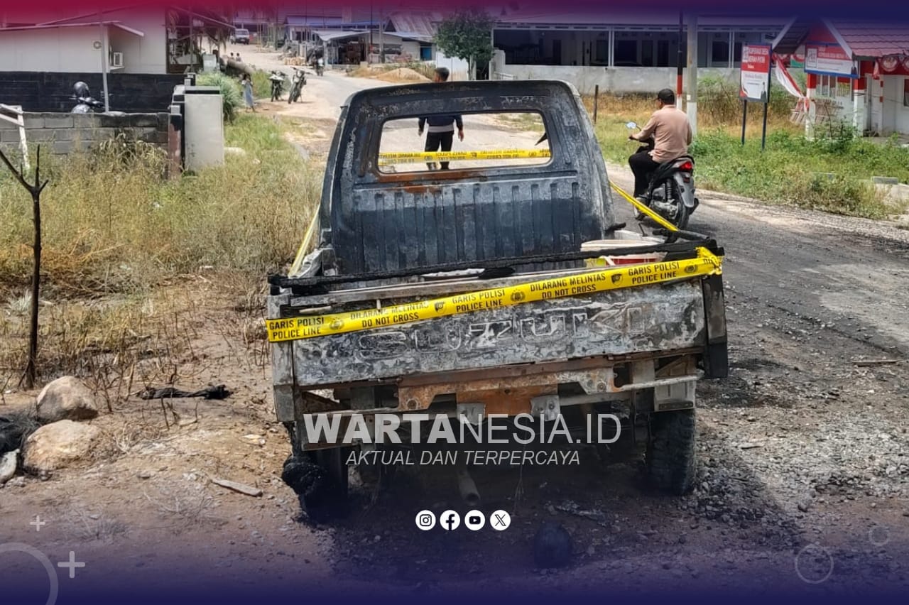 Mobil Carry Muat Solar Terbakar di Hulawa, Sopir Melarikan Diri. (Foto Humas Polres Pohuwato).