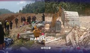 Pembongkaran camp penambang oleh Pani Gold Mine. (Istimewa)