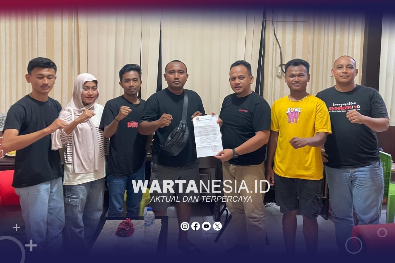 Bara Api Pohuwato saat mengajukan surat pemberitahuan penundaan/pembatalan aksi unjuk rasa 1 Mey 2026, di Polres Pohuwato, Kamis (30/4/2026).