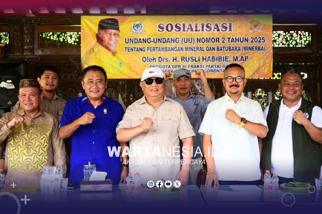 Ketua DPRD Pohuwato, Beni Nento, menghadiri kegiatan reses anggota DPR RI Daerah Pemilihan Gorontalo yang dirangkaikan dengan sosialisasi Undang-Undang Nomor 2 tentang Mineral dan Batubara (Minerba), sebagai perubahan atas regulasi sebelumnya, Jumat (8/5/2026).