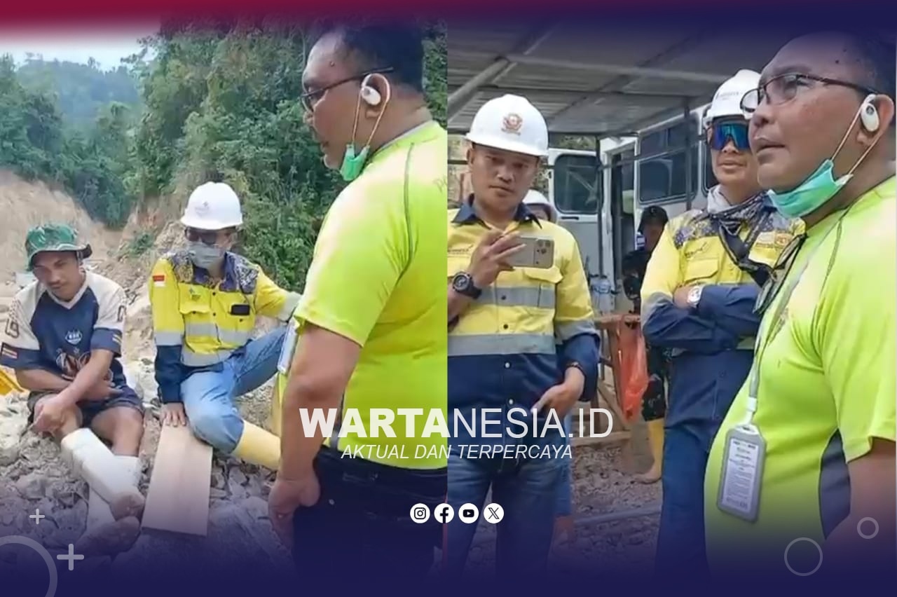Tangkapan layar video viral, oknum karyawan PGM sedang cekcok dengan penambang lokal.