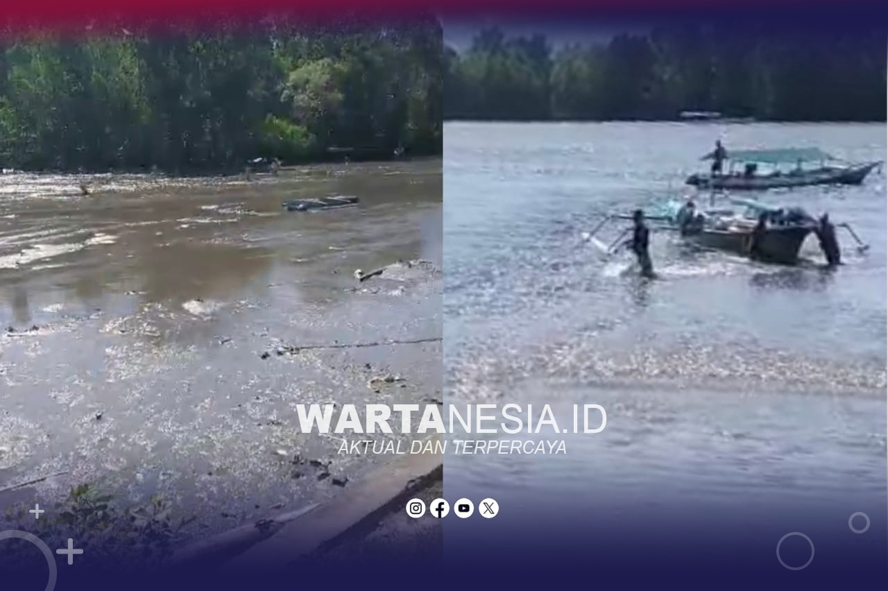 Viral! Air Laut di Ponelo Gorut Surut usai Gempa 7,7 SR di Laut Sangihe. (Istimewa)