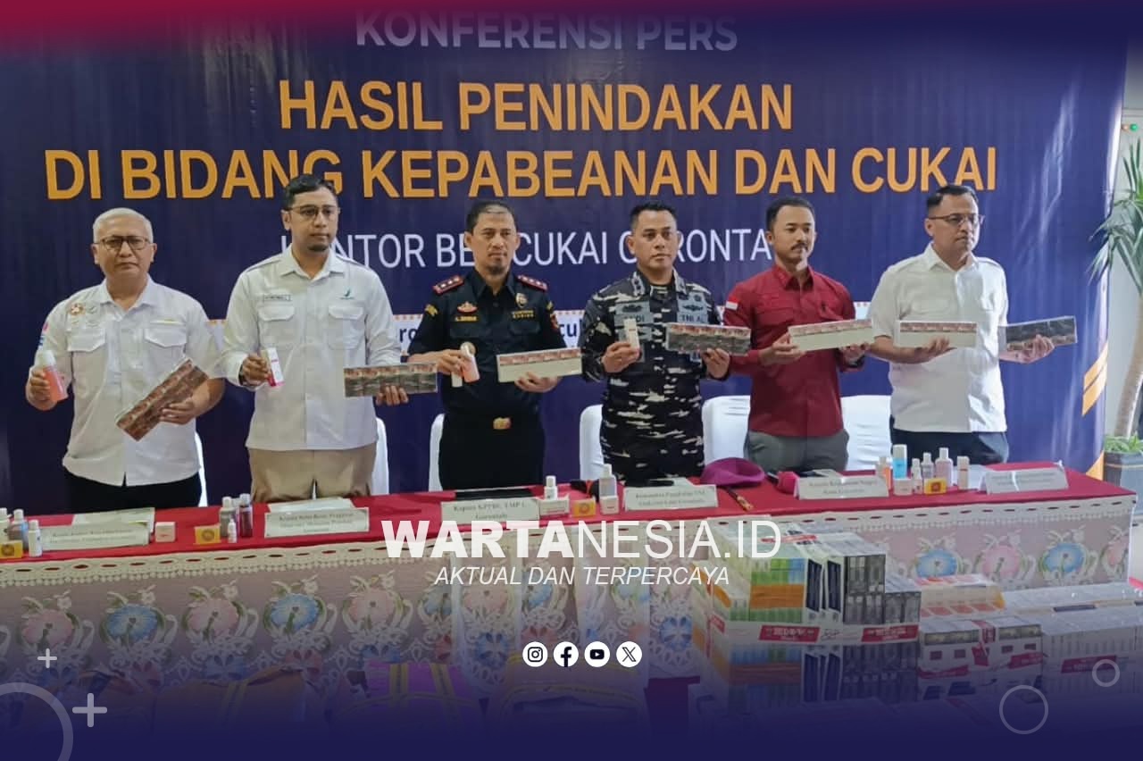 Bea Cukai Gorontalo Sita Ratusan Ribu Rokok dan Kosmetik Ilegal. (Dok/Jie)