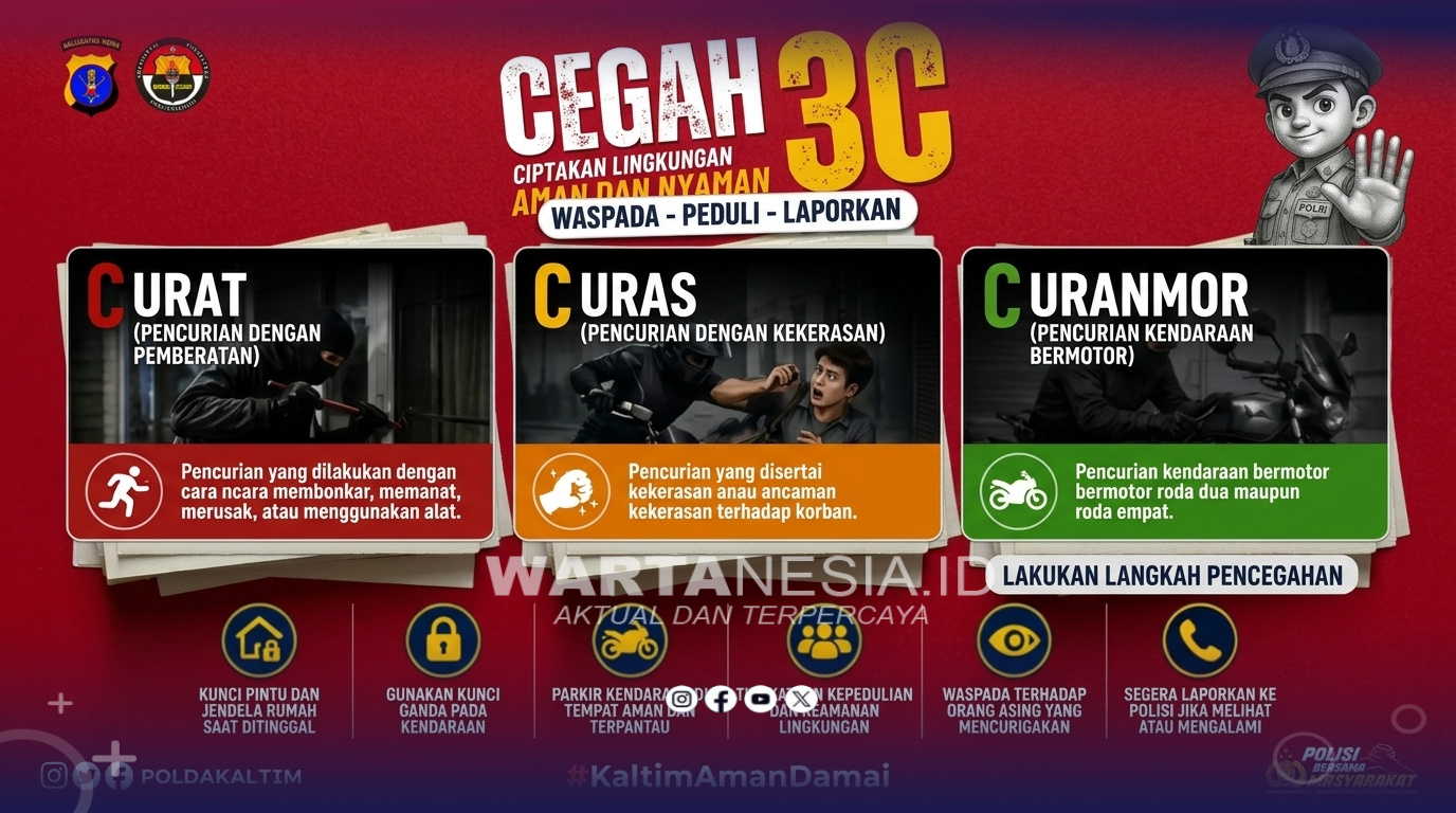 Polda Kaltim Ingatkan Warga Waspadai Kejahatan 3C: Curat, Curas, dan Curanmor Polda Kaltim Ingatkan Warga Waspadai Kejahatan 3C: Curat, Curas, dan Curanmor